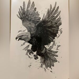 Majestic Eagle Art Bald Eagle Realistic Temporary Fake Arm Tattoo 6” x 9” New
